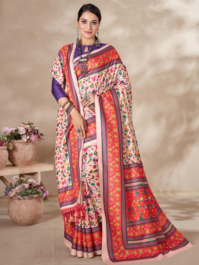 Pasmina Multi Colour Casual Wear Printed Saree